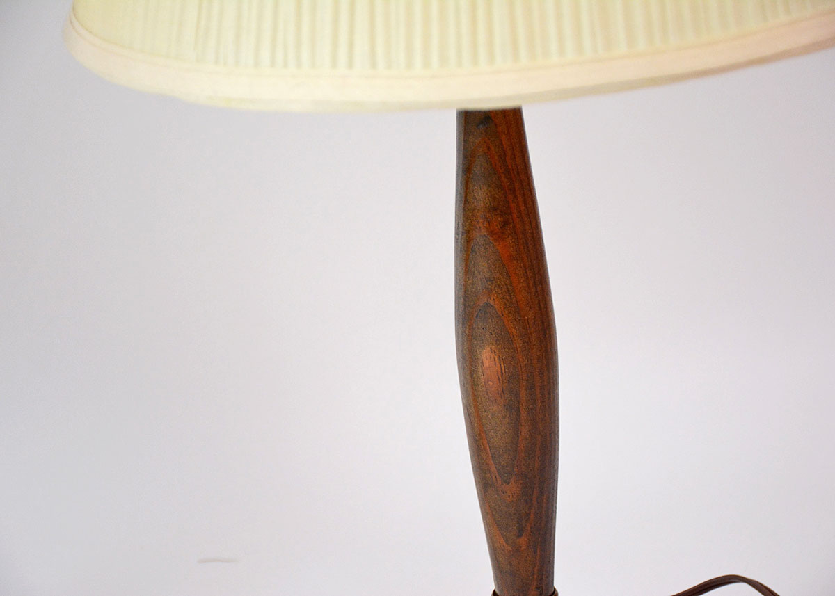 Pair of Brass and Wood Lamps