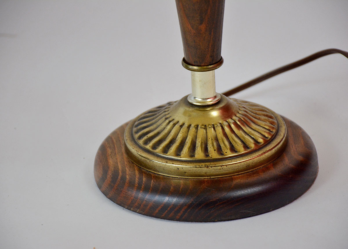 Pair of Brass and Wood Lamps