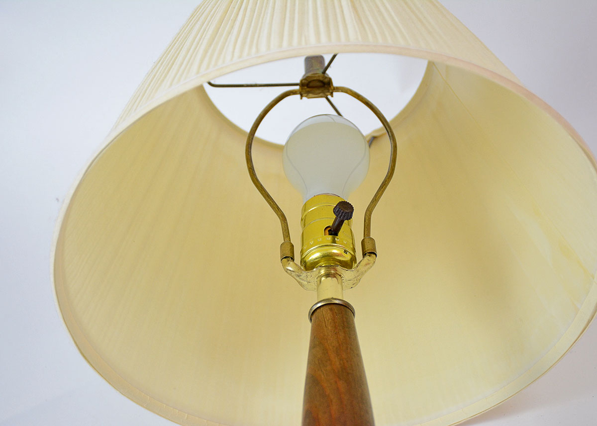 Pair of Brass and Wood Lamps