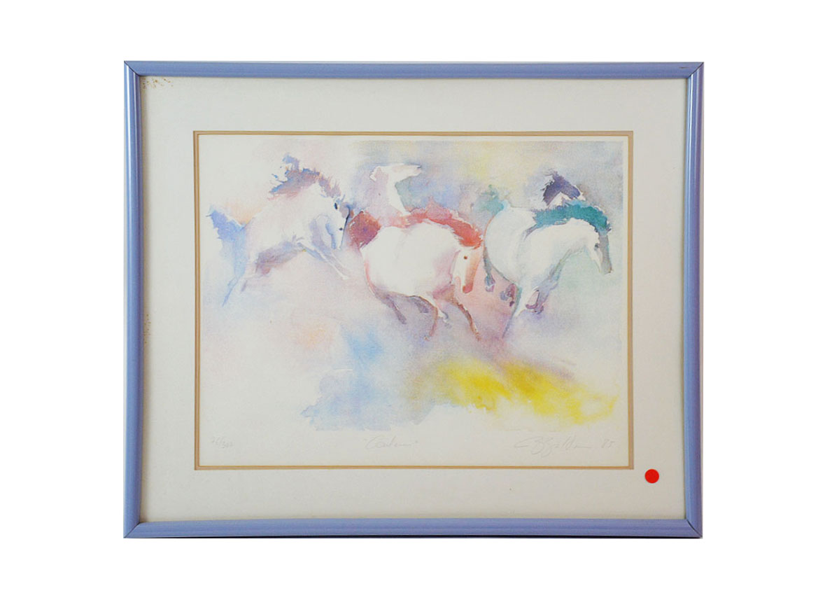 Framed and Signed Equestrian Serigraph of "Couleurs"