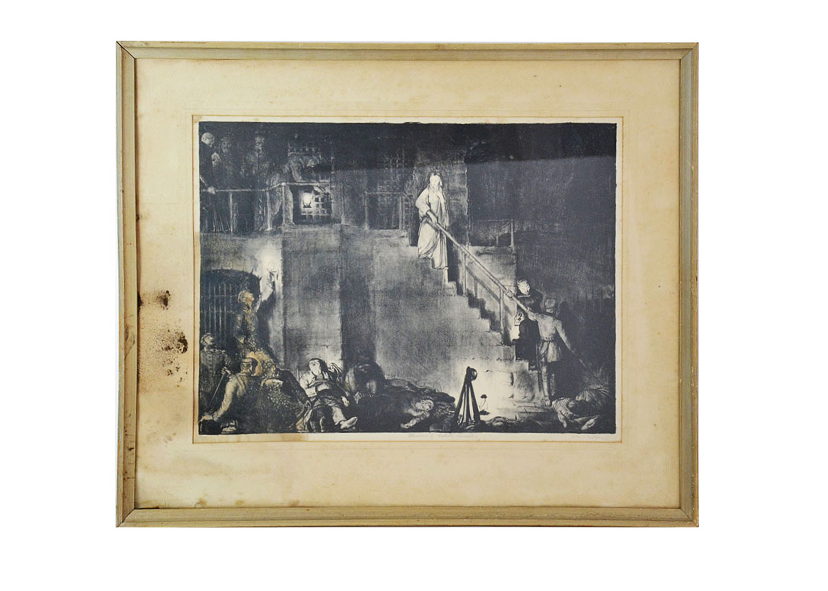 Framed and Signed Lithograph of "Murder of Edith Cavell"