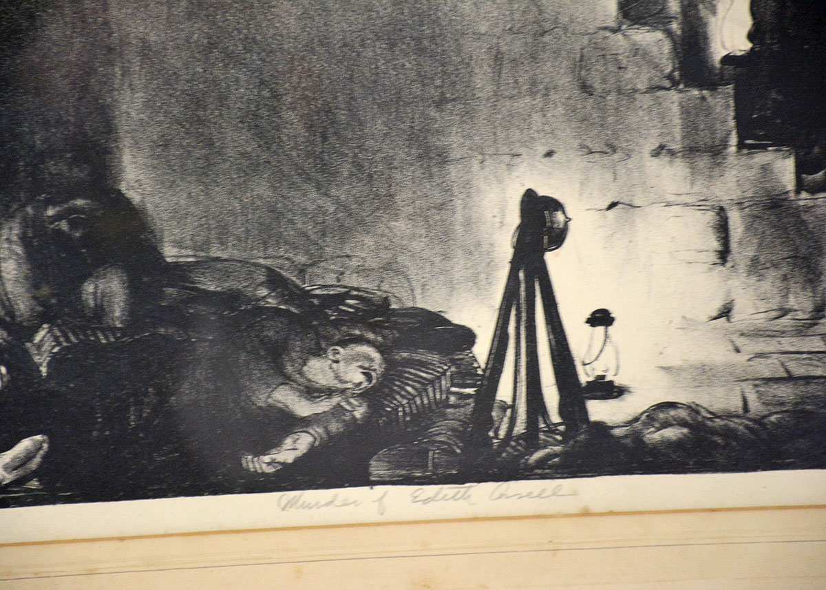 Framed and Signed Lithograph of "Murder of Edith Cavell"