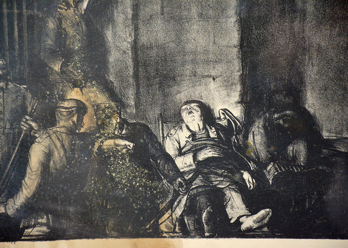 Framed and Signed Lithograph of "Murder of Edith Cavell"