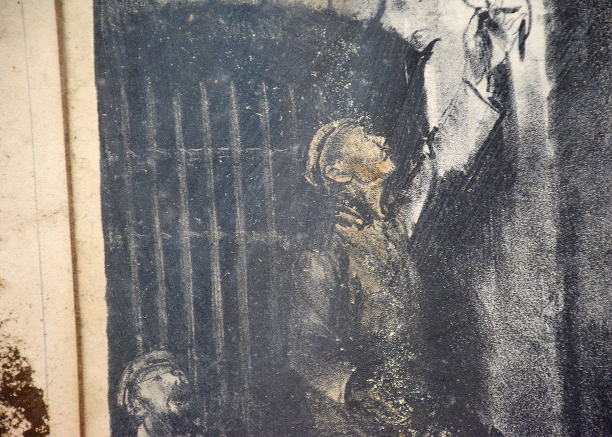 Framed and Signed Lithograph of "Murder of Edith Cavell"