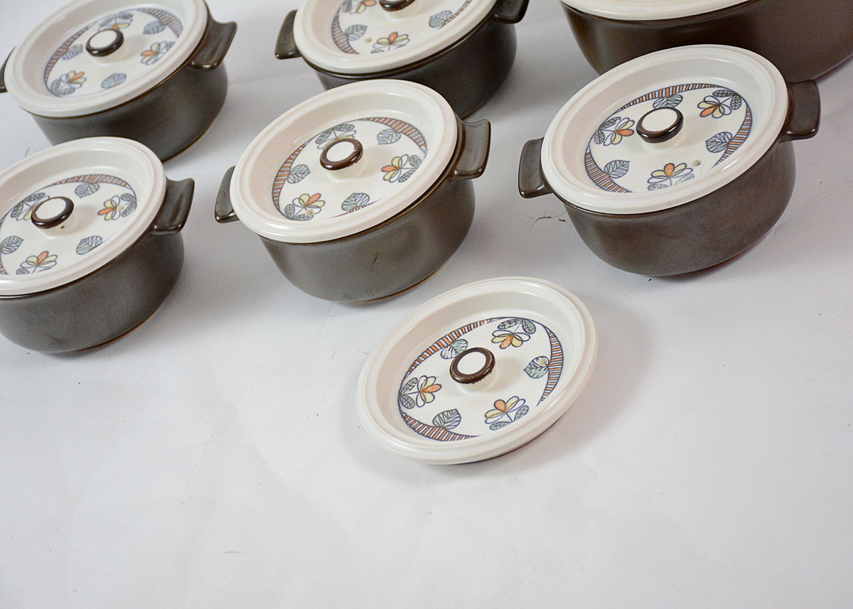 Set of Vintage Flame Chef Oven Crocks