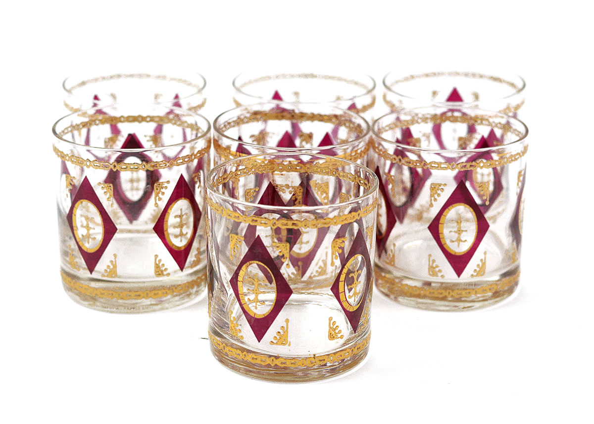 Red and Gold Glass Tumblers