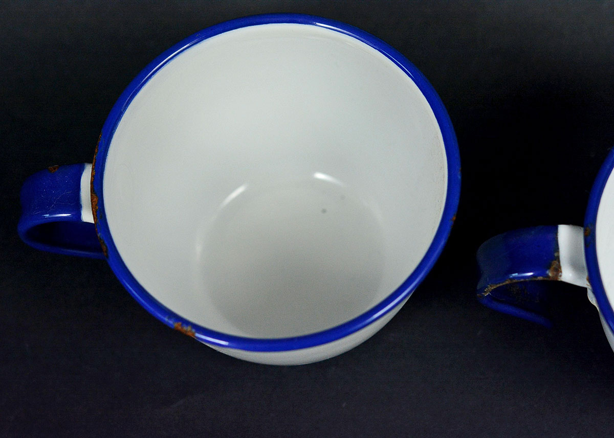 Four Vintage Kockums Sweden Enamel Mugs