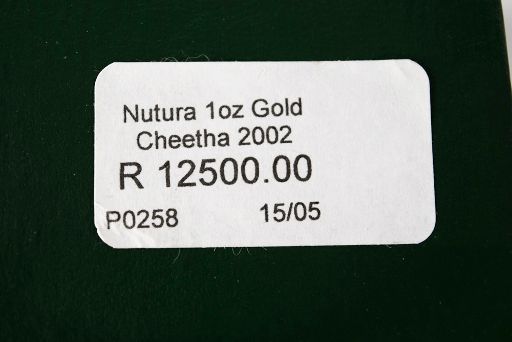 2002 South African One Ounce Gold Natura Series Proof Cheetah Coin