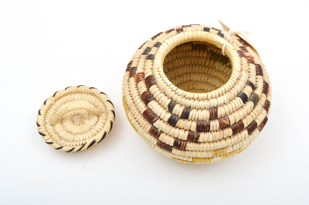 Pair of Papago Native American Handwoven Baskets