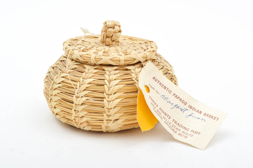 Pair of Papago Native American Handwoven Baskets