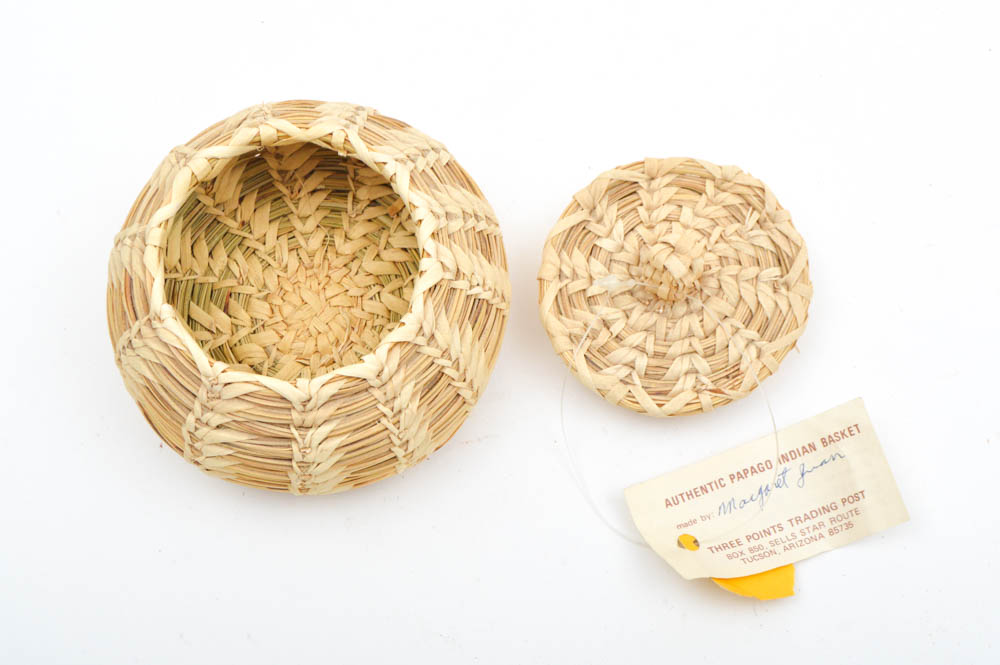 Pair of Papago Native American Handwoven Baskets