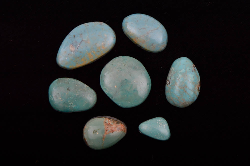 Seven Loose Turquoise Hued Cabachons