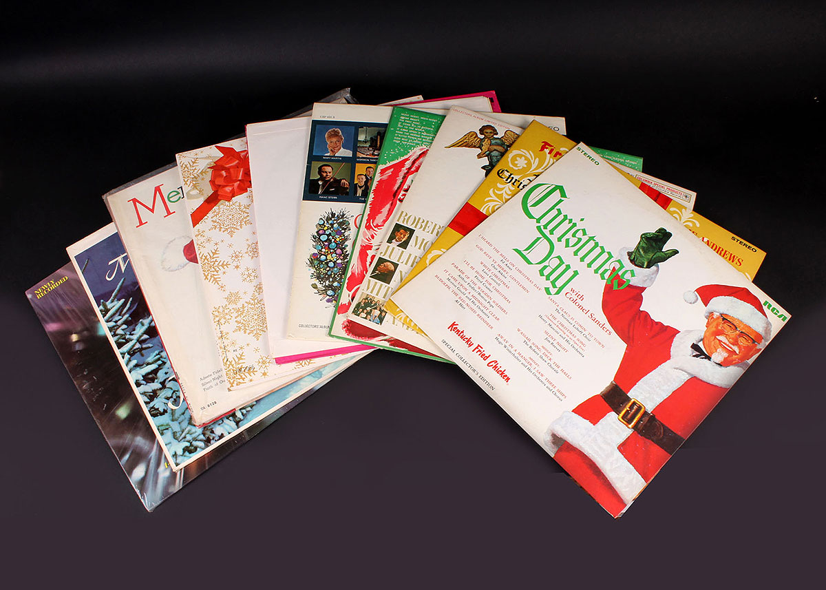 Vintage Christmas Vinyl LPs Featuring Colonel Sanders