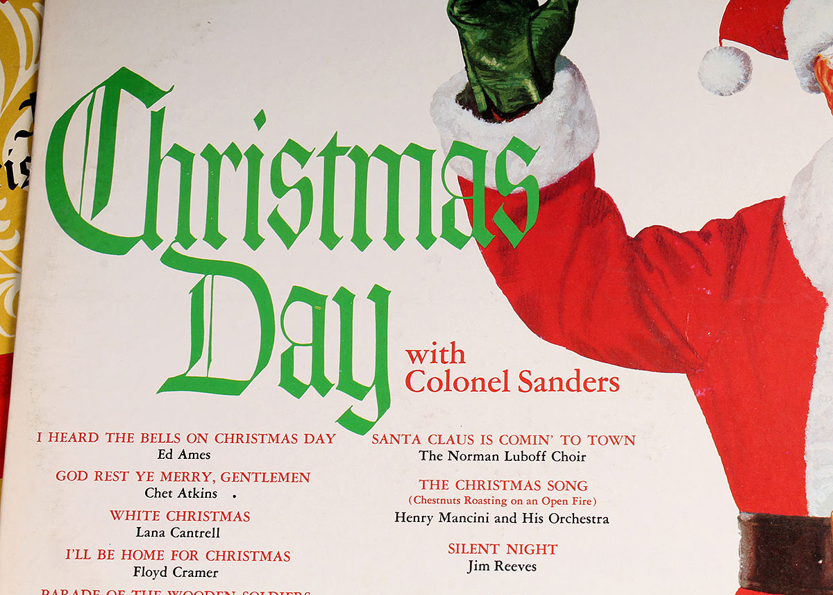 Vintage Christmas Vinyl LPs Featuring Colonel Sanders