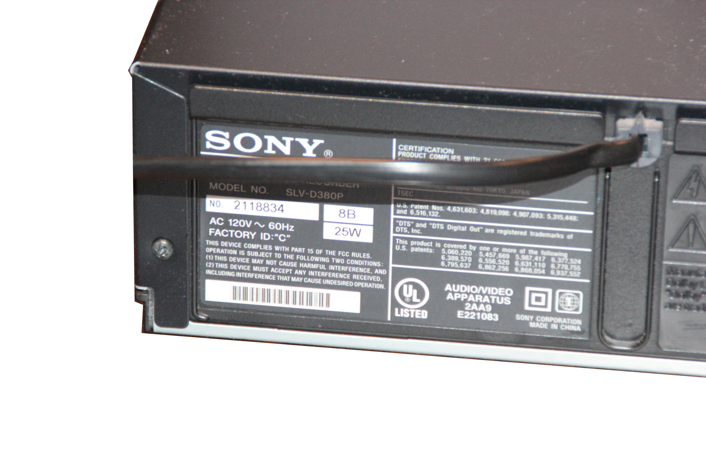 Sony DVD/VHS Player