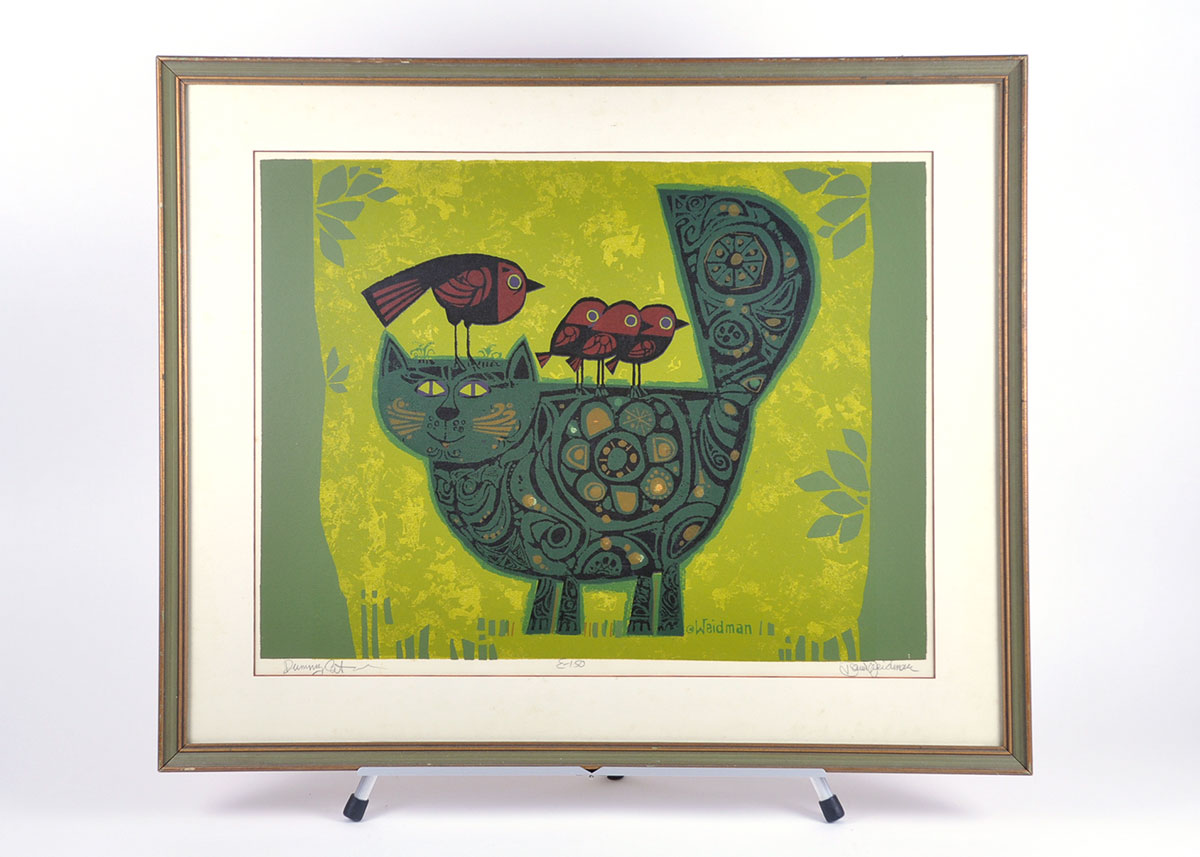 Framed David Weidman Silkscreen "Dummy Cat"