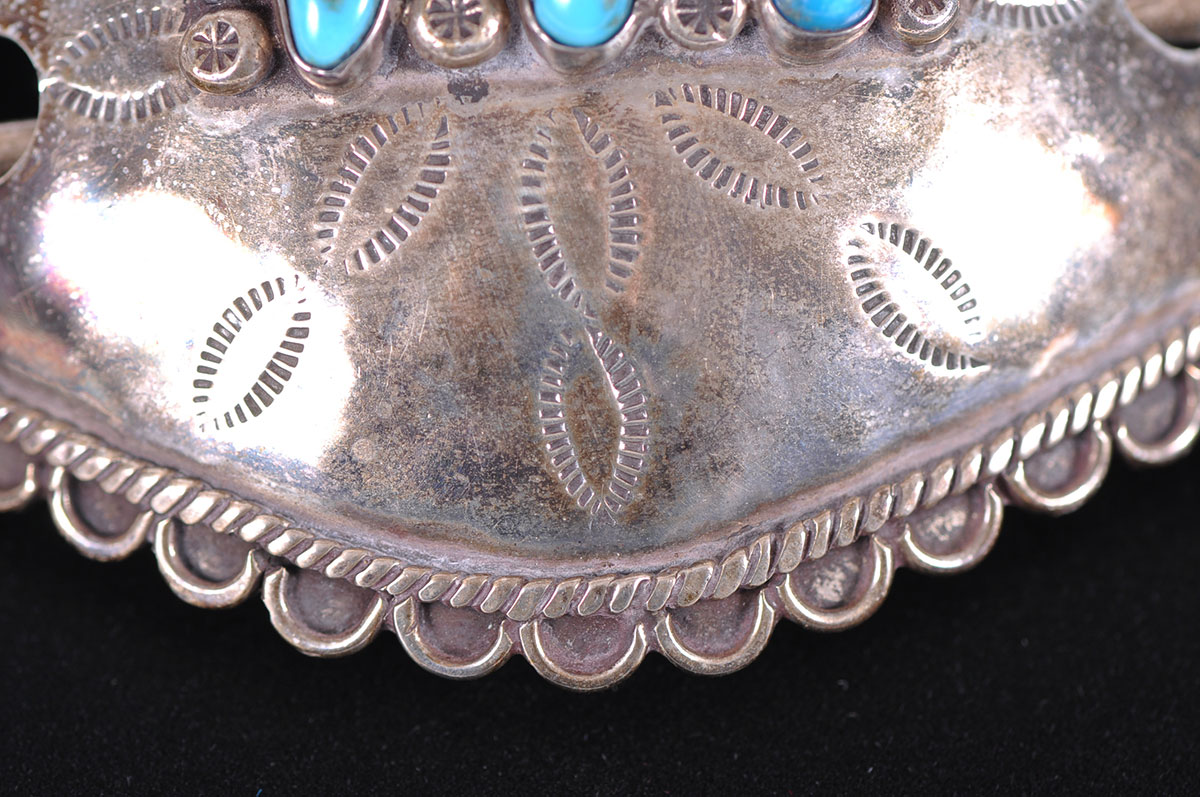 Large Sterling Silver and Turquoise Hair Clip