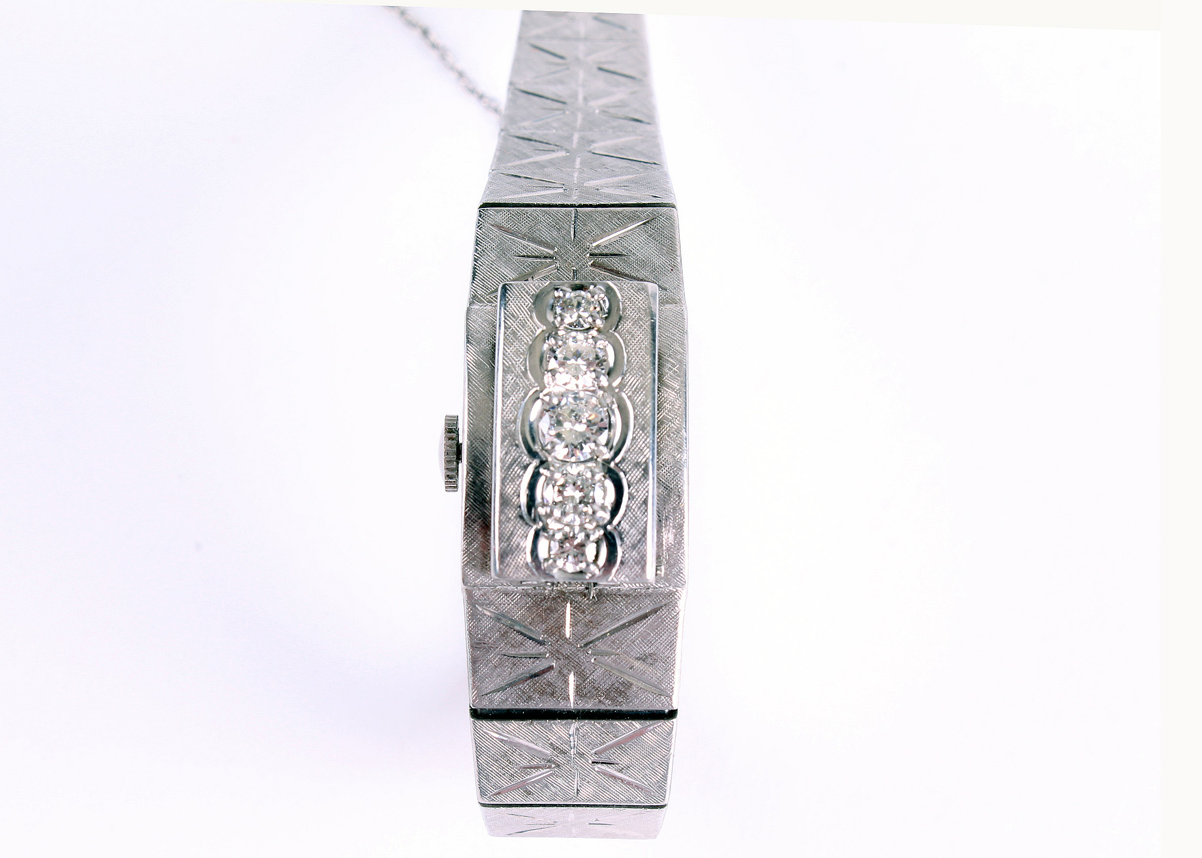 Vintage 14K White Gold and Diamond Litwin Bracelet Watch