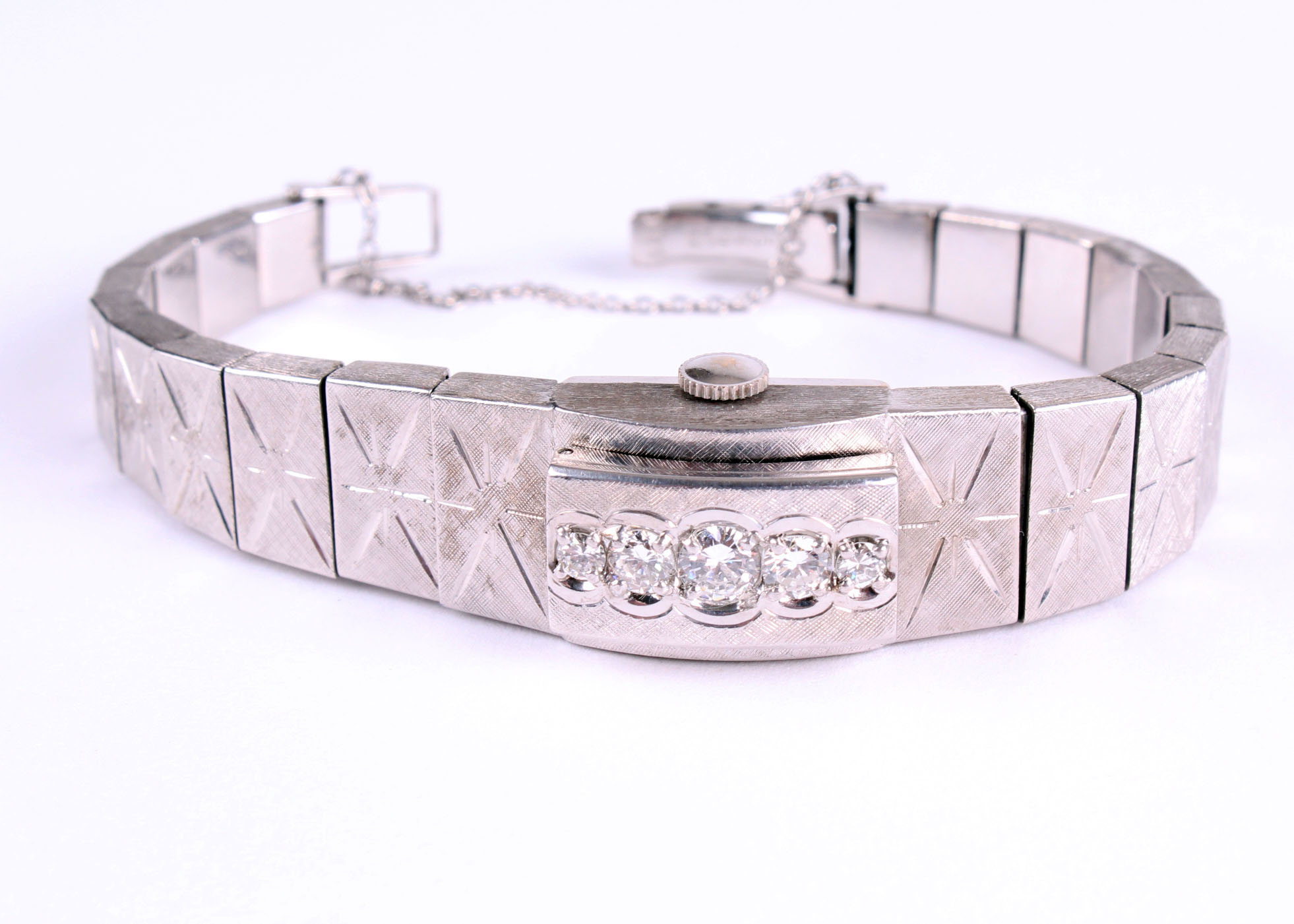 Vintage 14K White Gold and Diamond Litwin Bracelet Watch