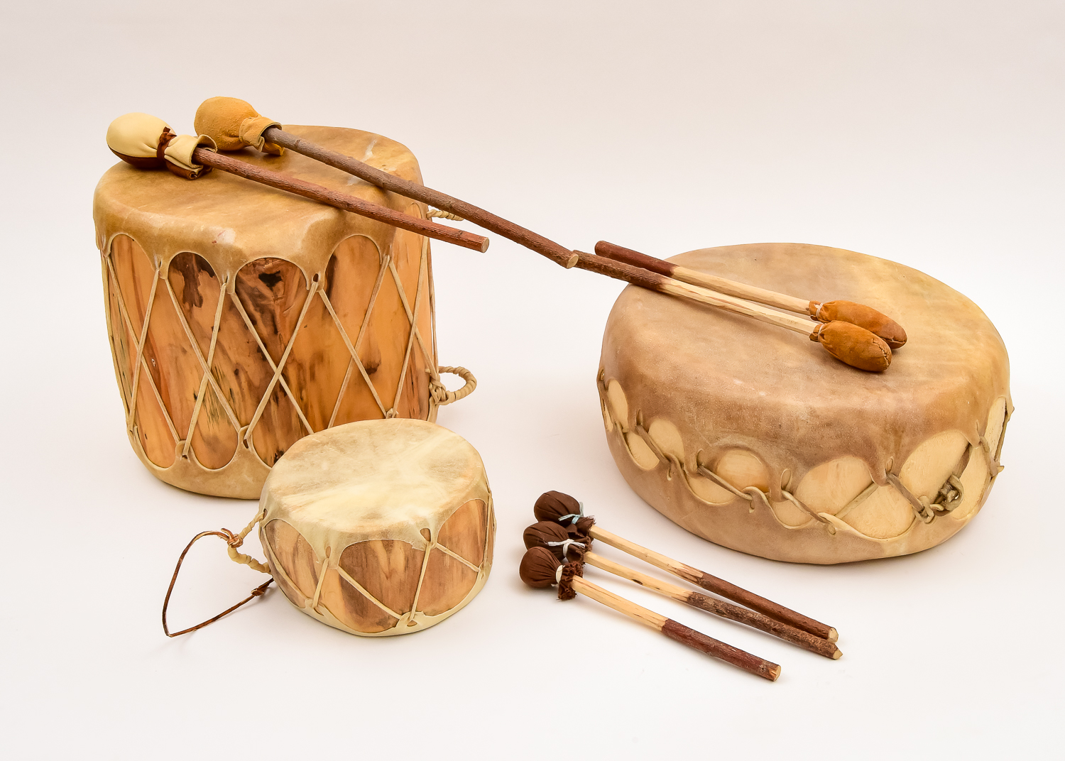 Trio of Native American Drums