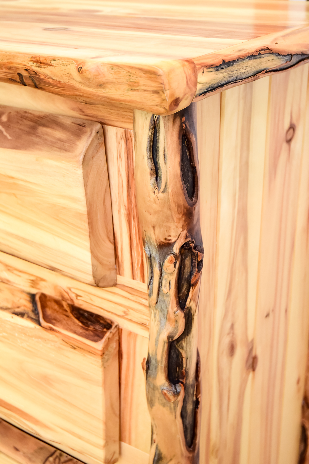 Hand-crafted Knotty Pine Up-Right Dresser