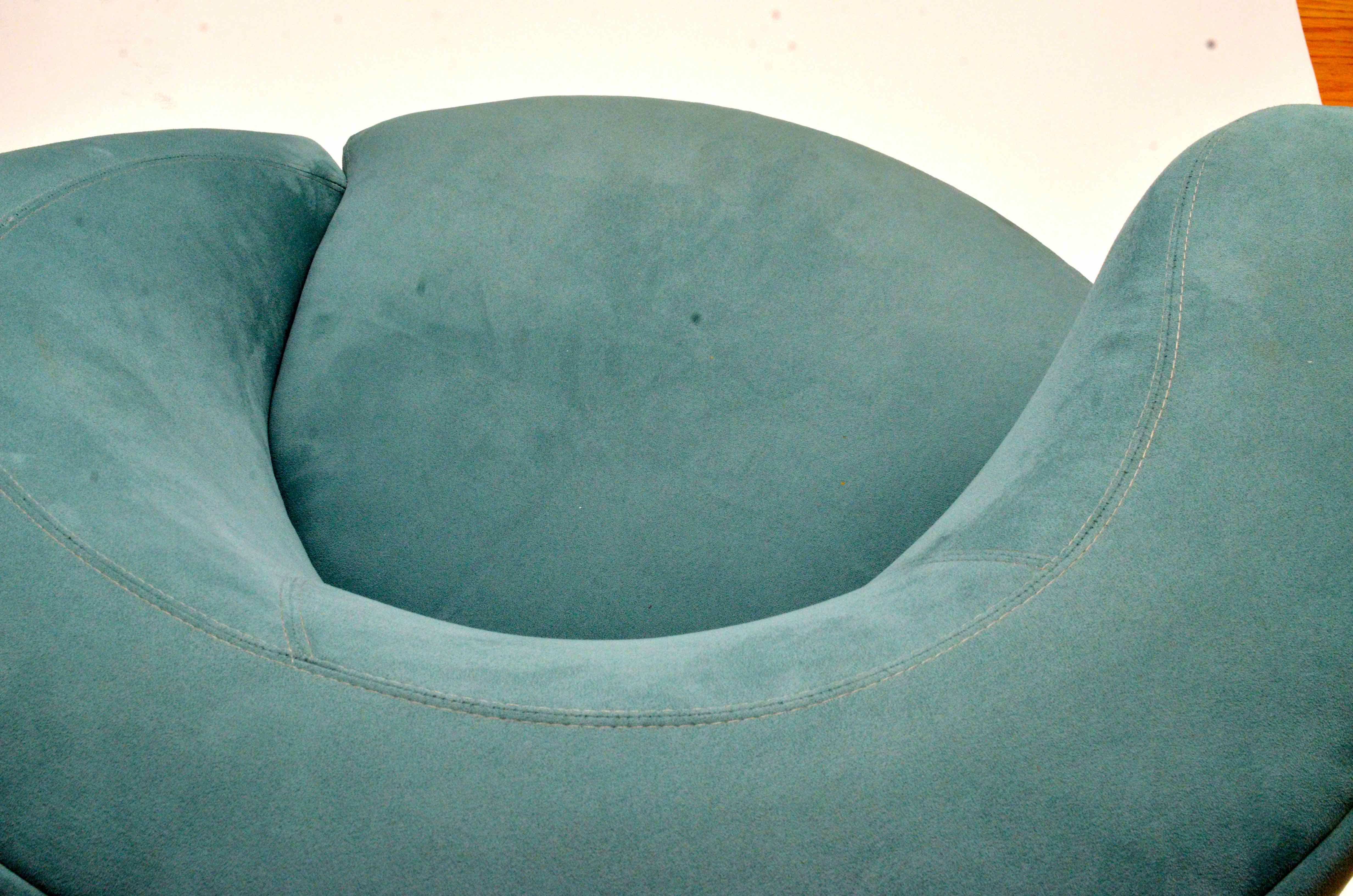 Teal Ultra Suede Upholstered Swivel Chair