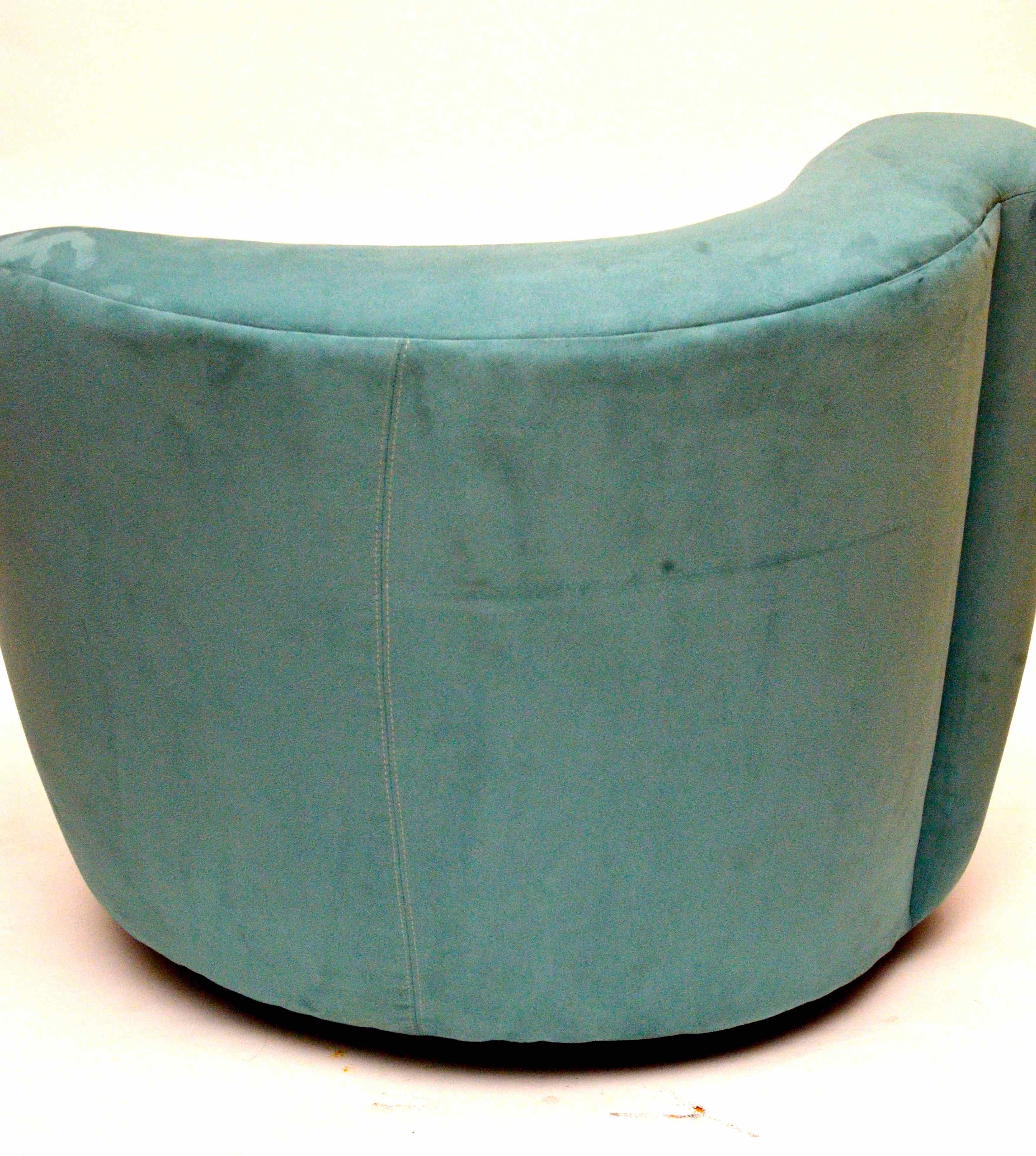 Teal Ultra Suede Upholstered Swivel Chair
