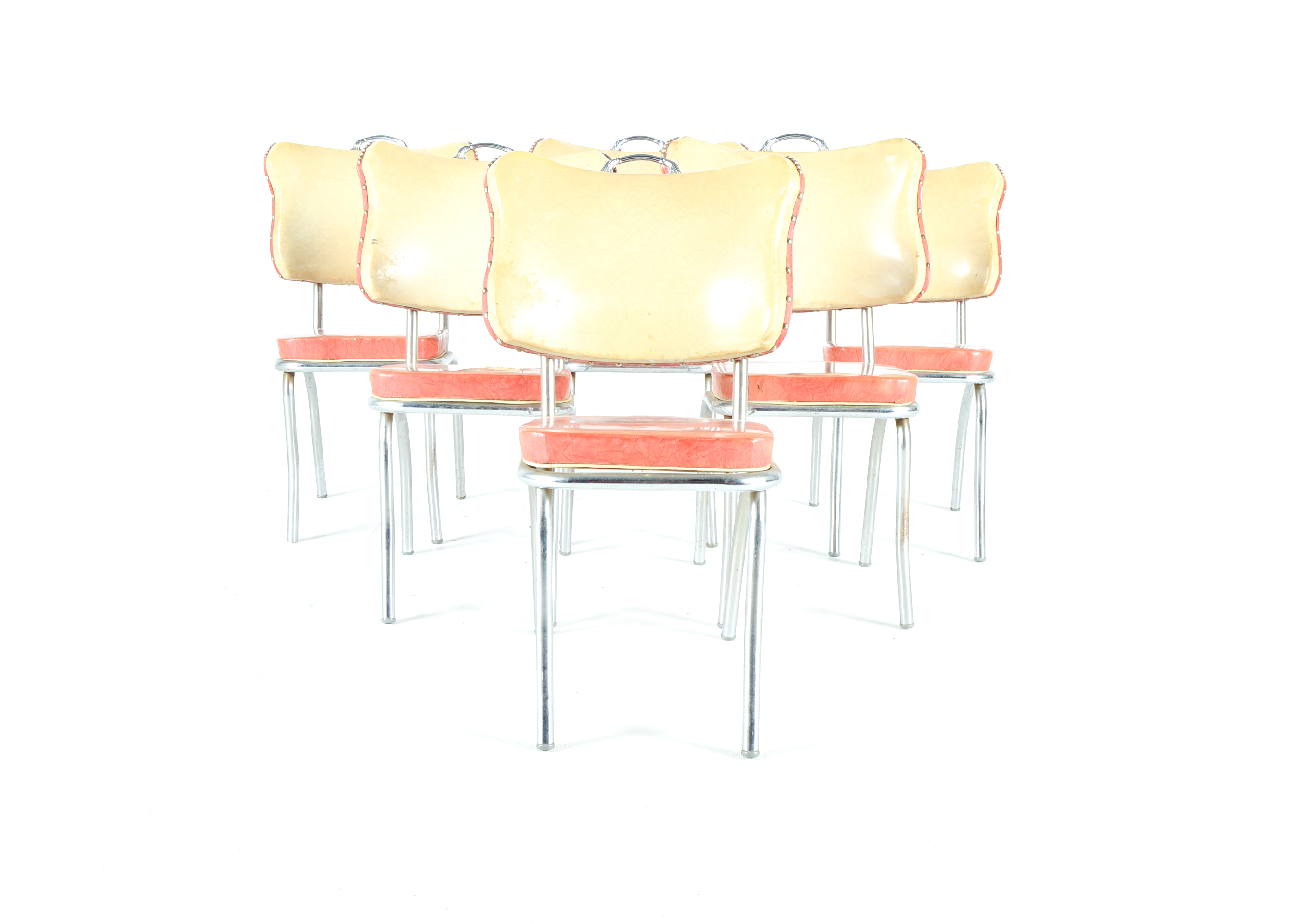 Set of Six Vintage Vinyl Dining Chairs