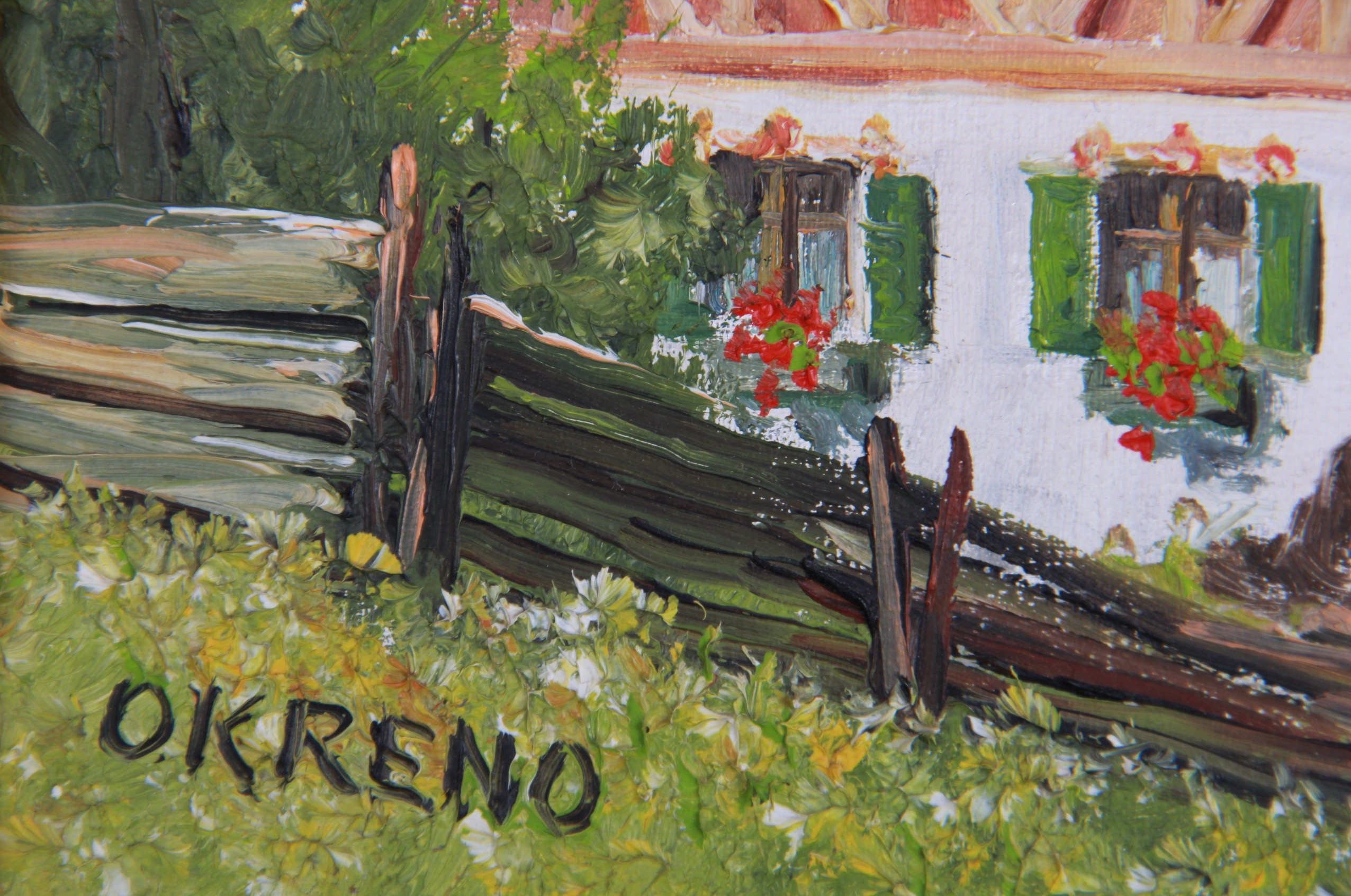 Okreno Oil Painting of Swiss Alps Village