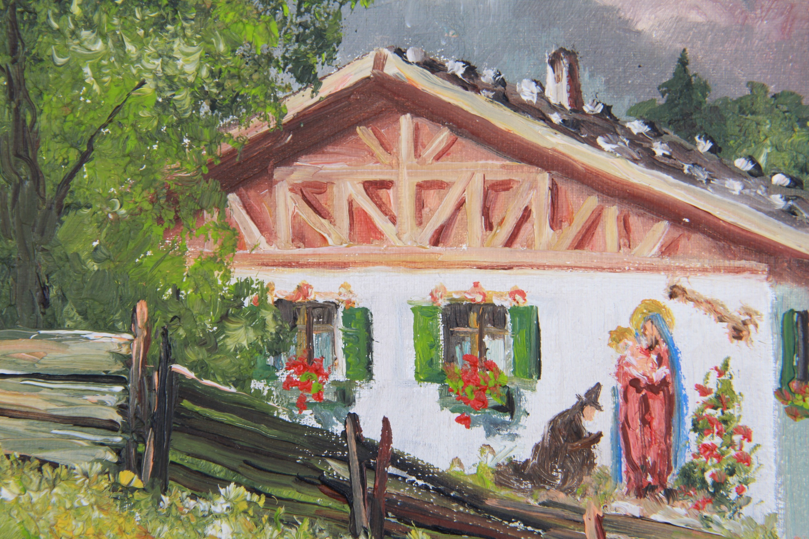 Okreno Oil Painting of Swiss Alps Village