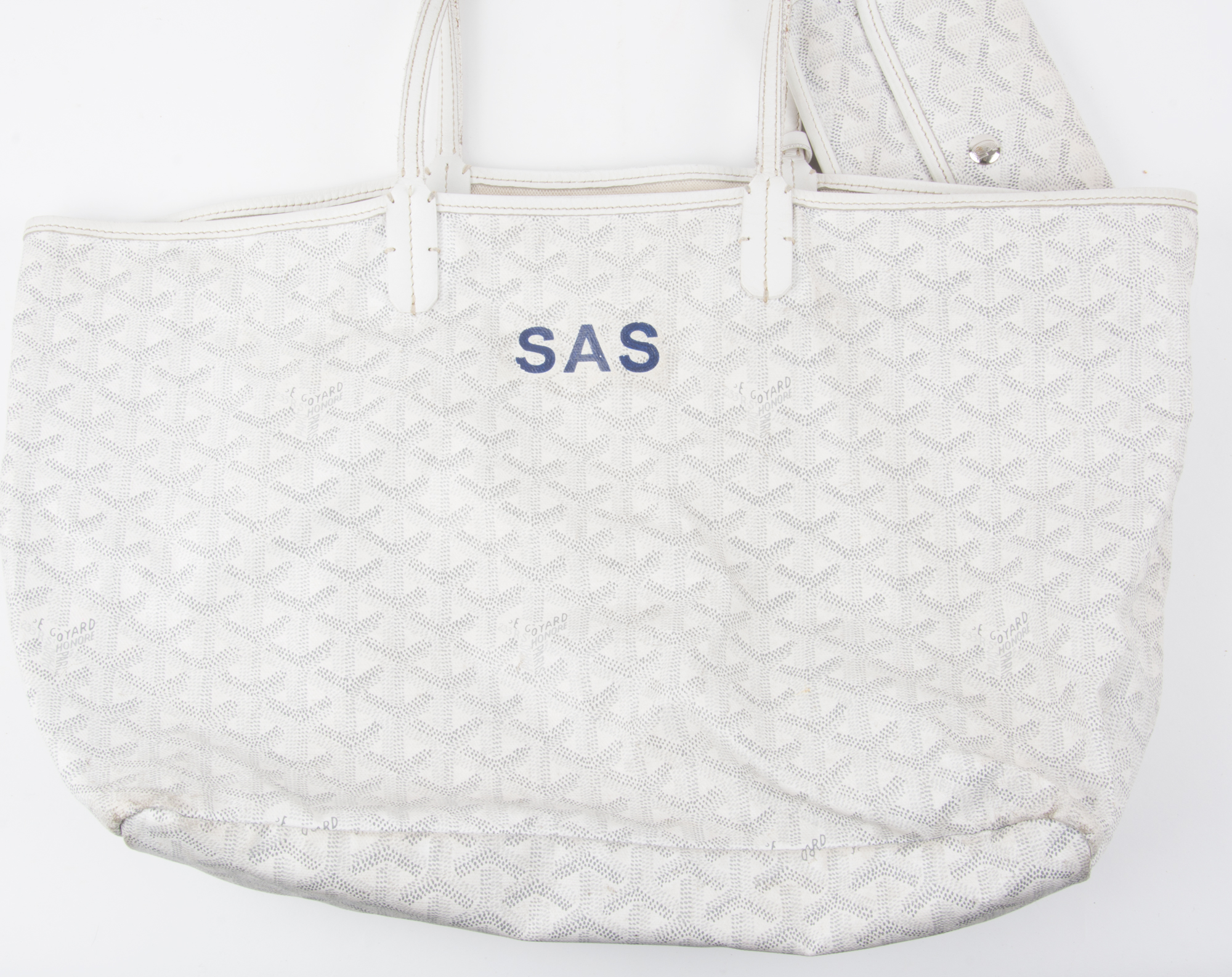 Goyard White Logo Print Tote
