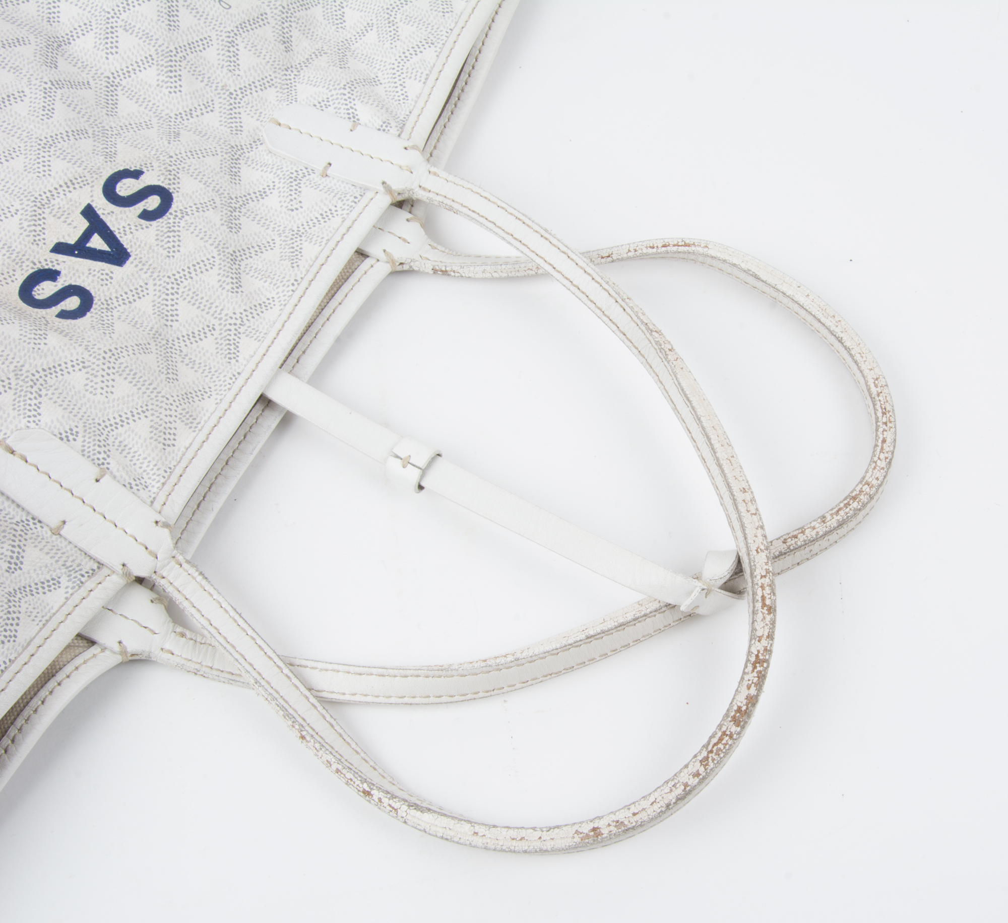 Goyard White Logo Print Tote