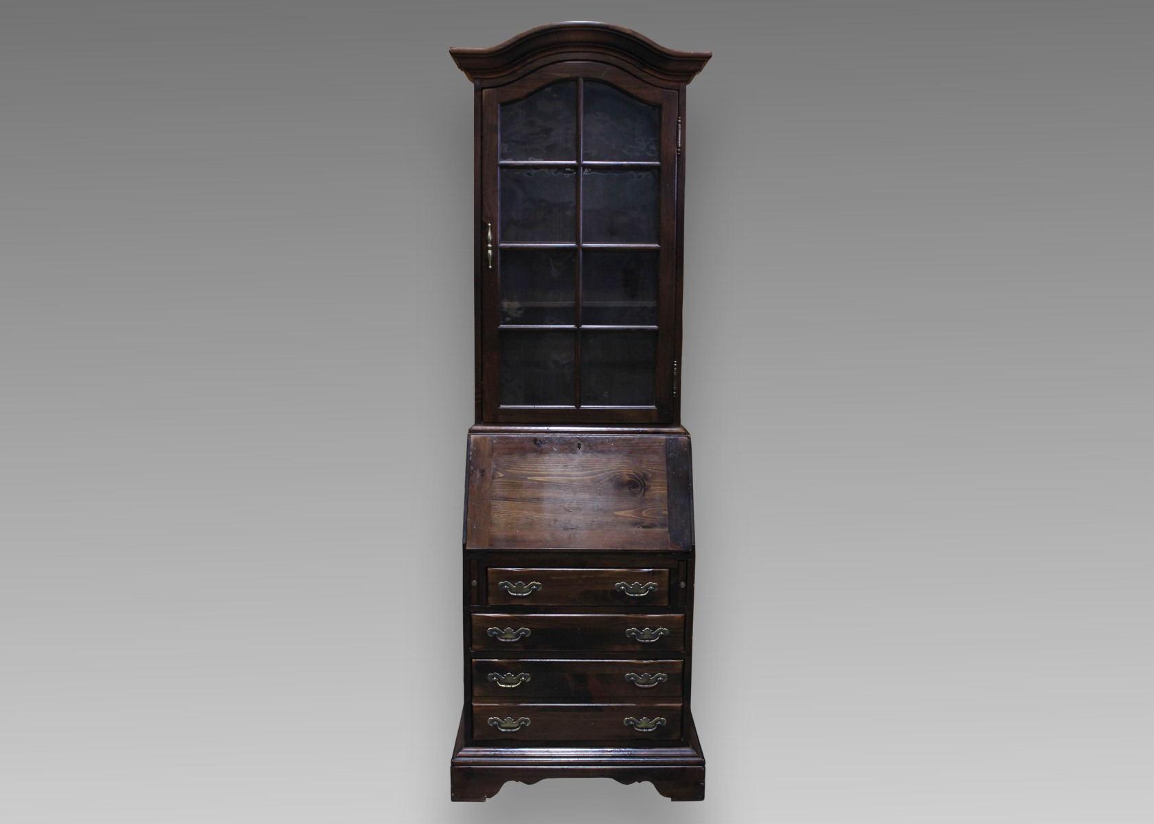Ethan Allen Federal Style Antiqued Pine Secretary with Hutch