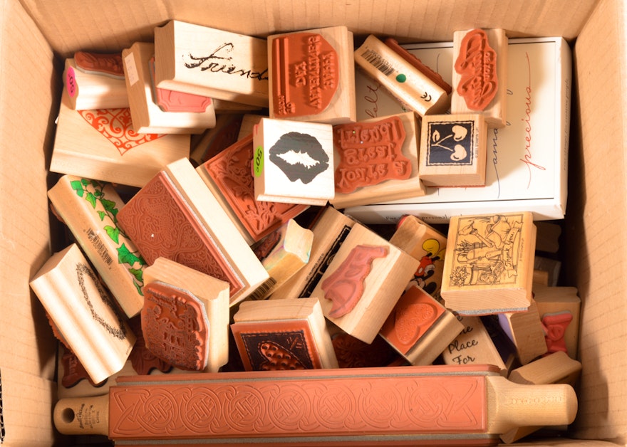 Large Assortment of Rubber Stamps
