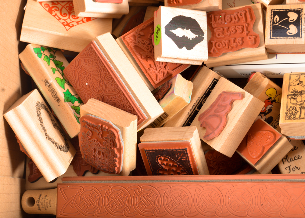 Large Assortment of Rubber Stamps