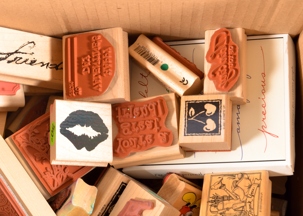 Large Assortment of Rubber Stamps