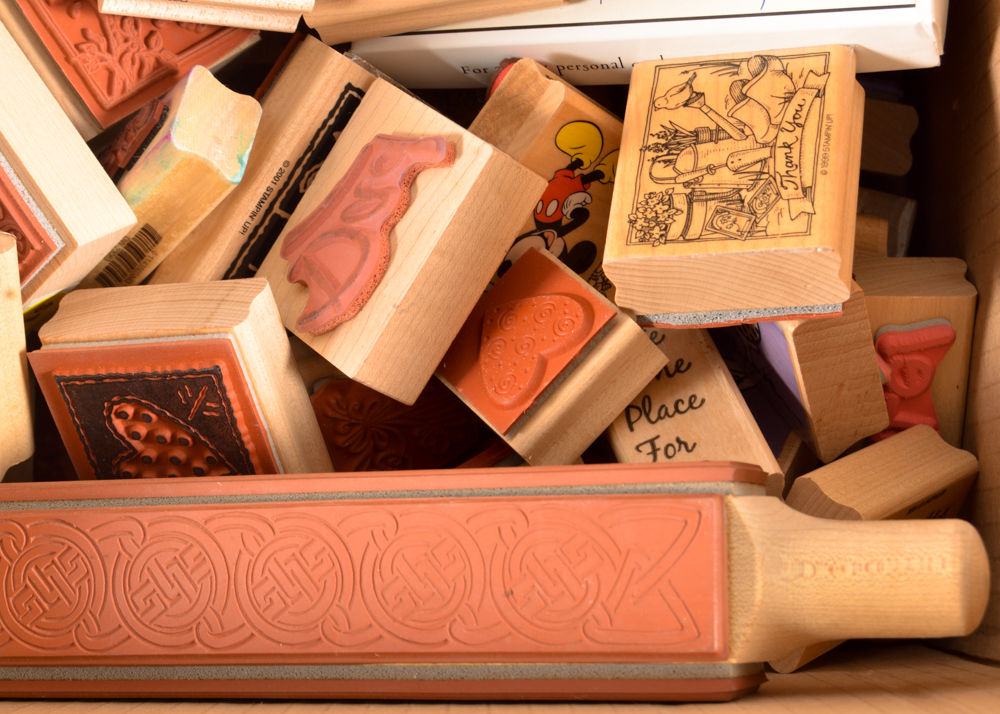 Large Assortment of Rubber Stamps