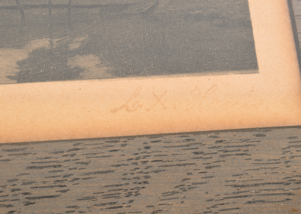 Antique, Signed Etching by Charles X. Harris