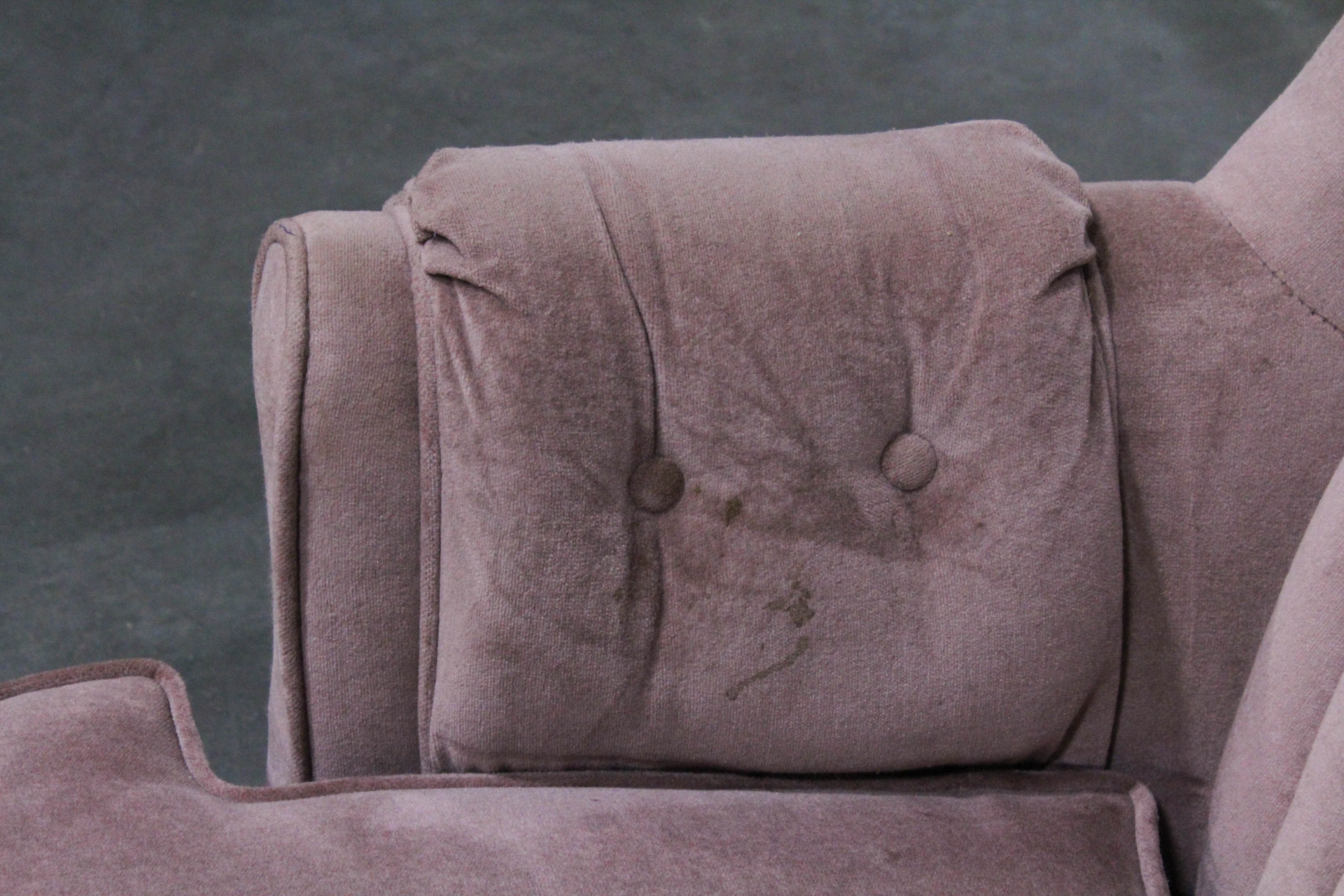 Pink Velour Upholstered Armchair