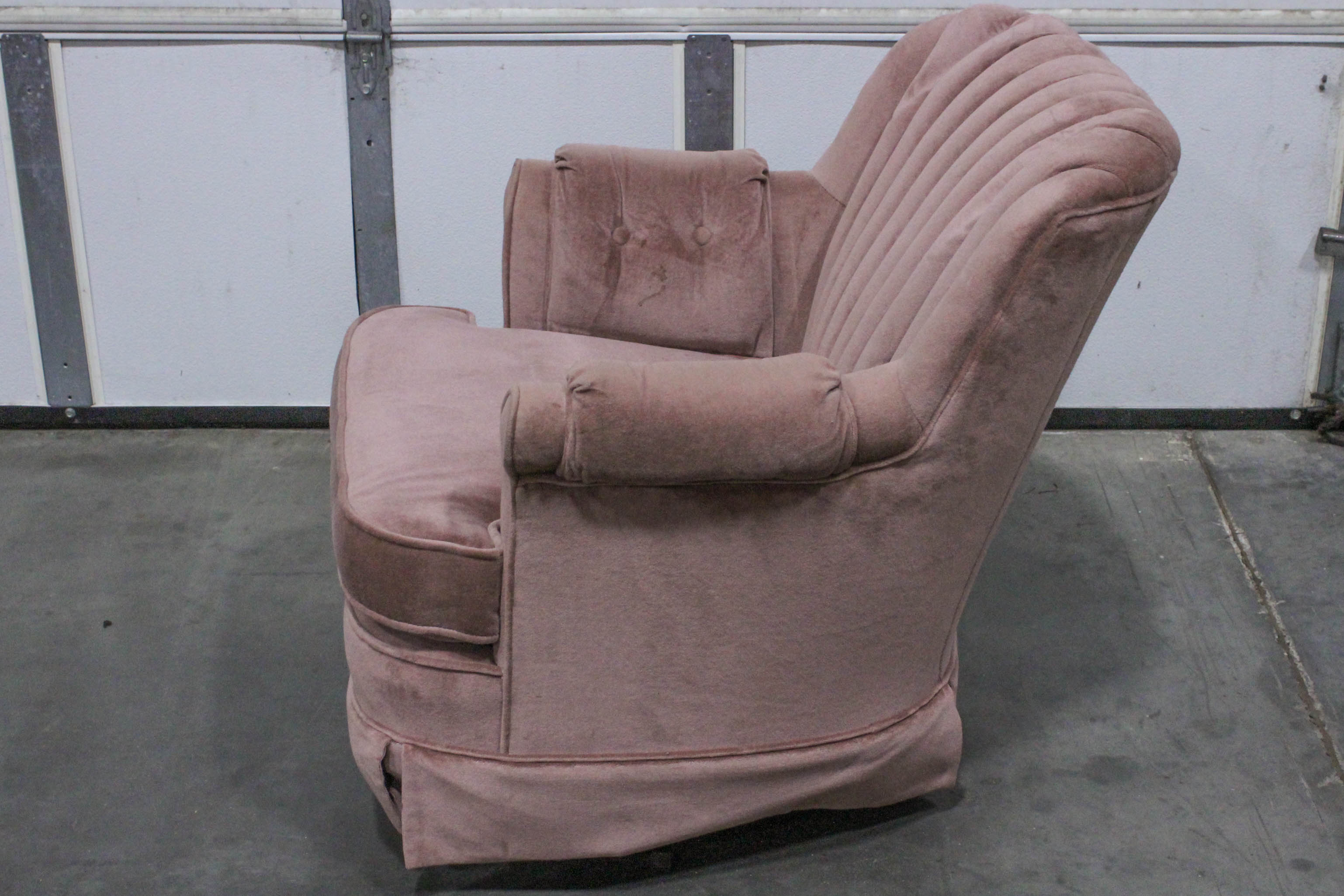 Pink Velour Upholstered Armchair