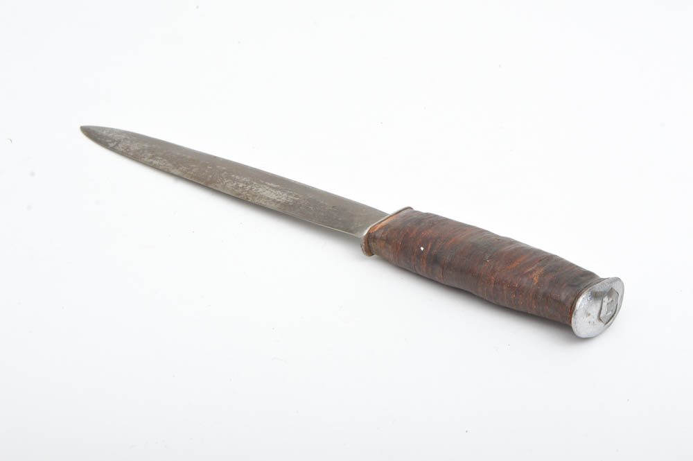 Pair of Antler and Leather Handled Hunting Knives