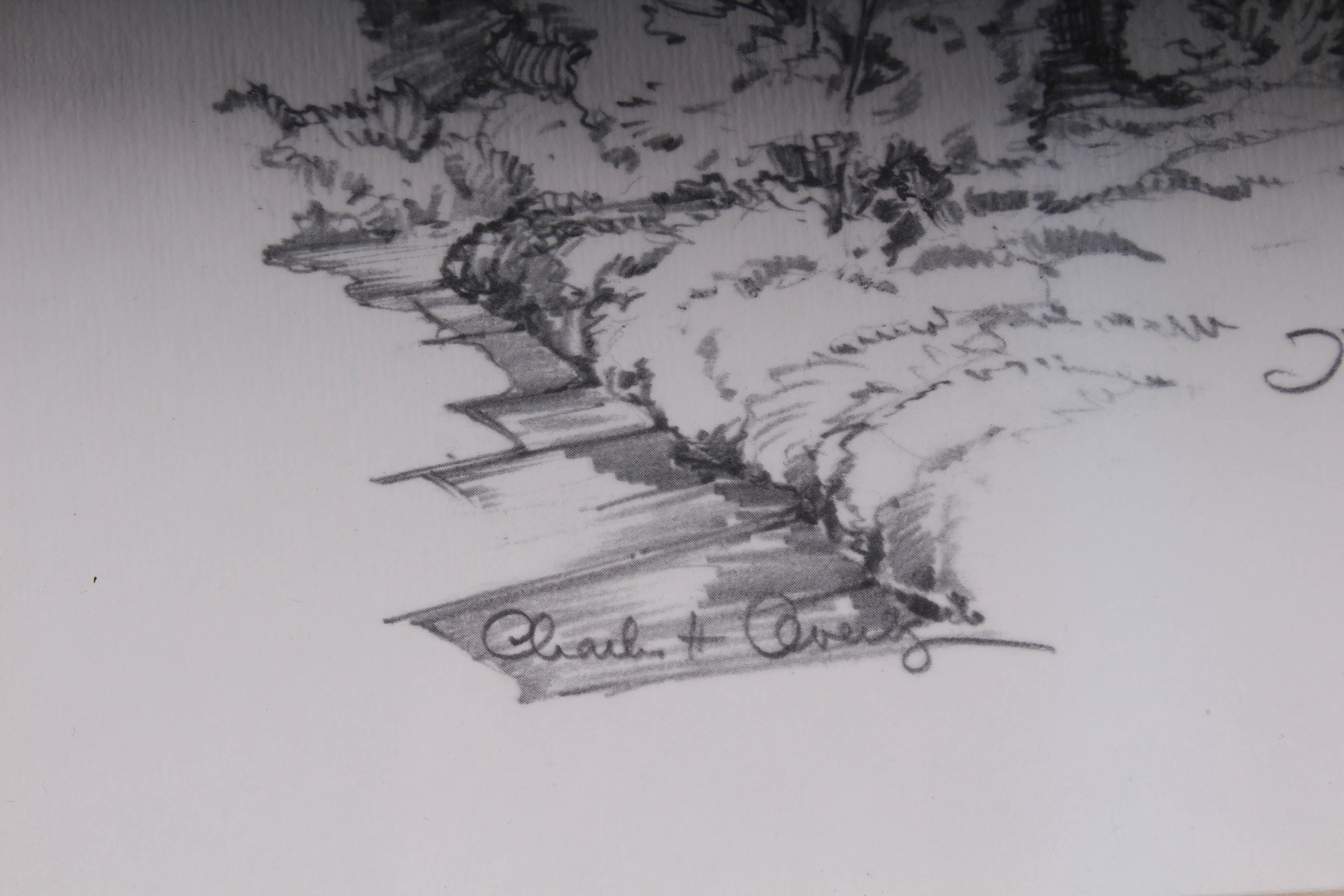 Charles H. Avery Signed Pencil Drawing