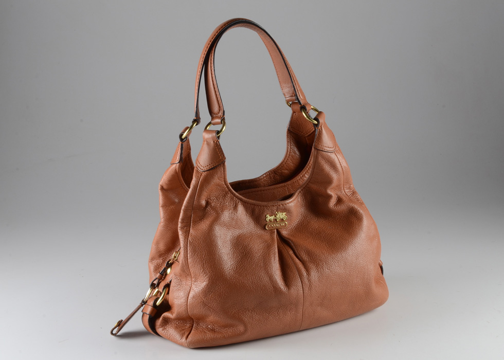 Coach Madison Maggie Light Brown Pebbled Leather Tote