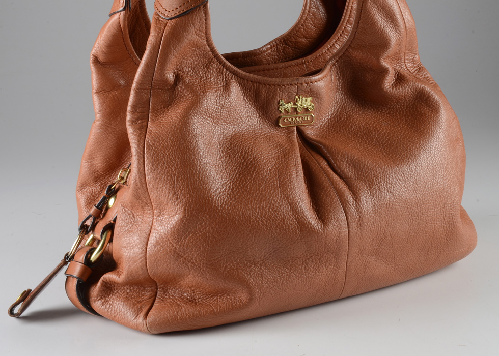 Coach Madison Maggie Light Brown Pebbled Leather Tote