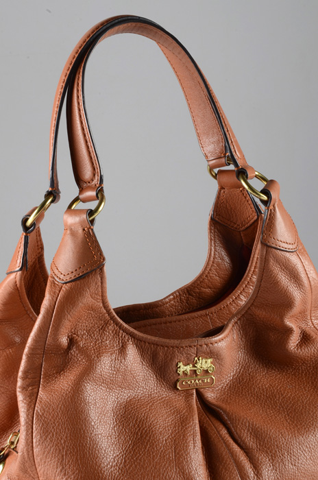 Coach Madison Maggie Light Brown Pebbled Leather Tote