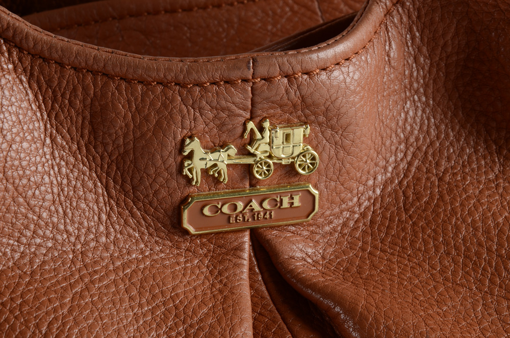 Coach Madison Maggie Light Brown Pebbled Leather Tote