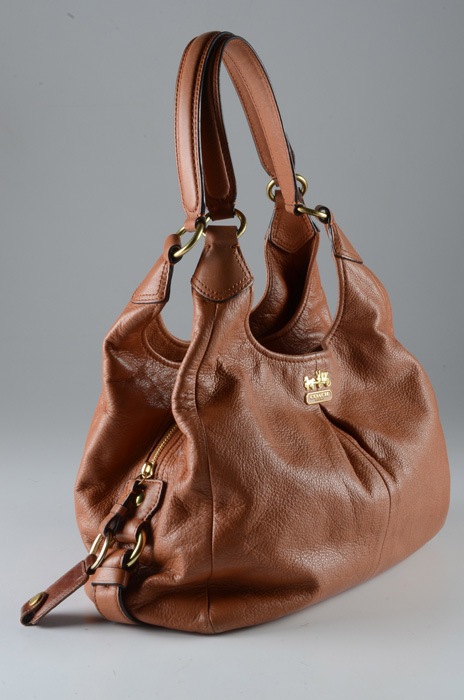 Coach Madison Maggie Light Brown Pebbled Leather Tote