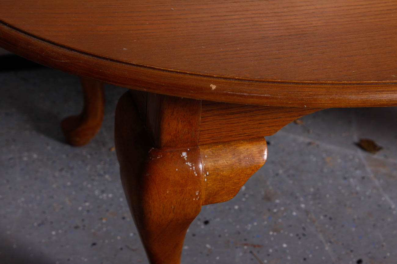 Queen Anne Style Oval Oak Coffee Table