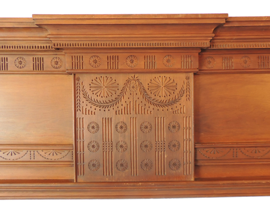 Federal Style Carved Wooden Fireplace Mantel in Cherry Finish