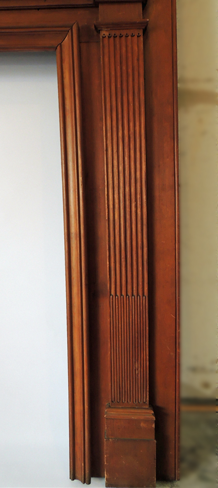 Federal Style Carved Wooden Fireplace Mantel in Cherry Finish